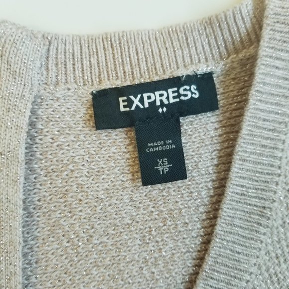 Express Rose Pink Sparkle V-neck Sweater Back Zipper XS - Picture 6 of 12